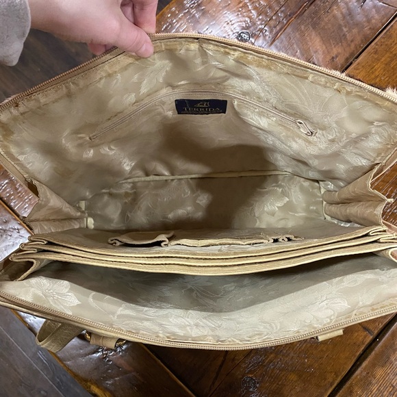 Tangaroa Terrida Leather Cheetah Print Large Handbag Made in Italy - Picture 6 of 7